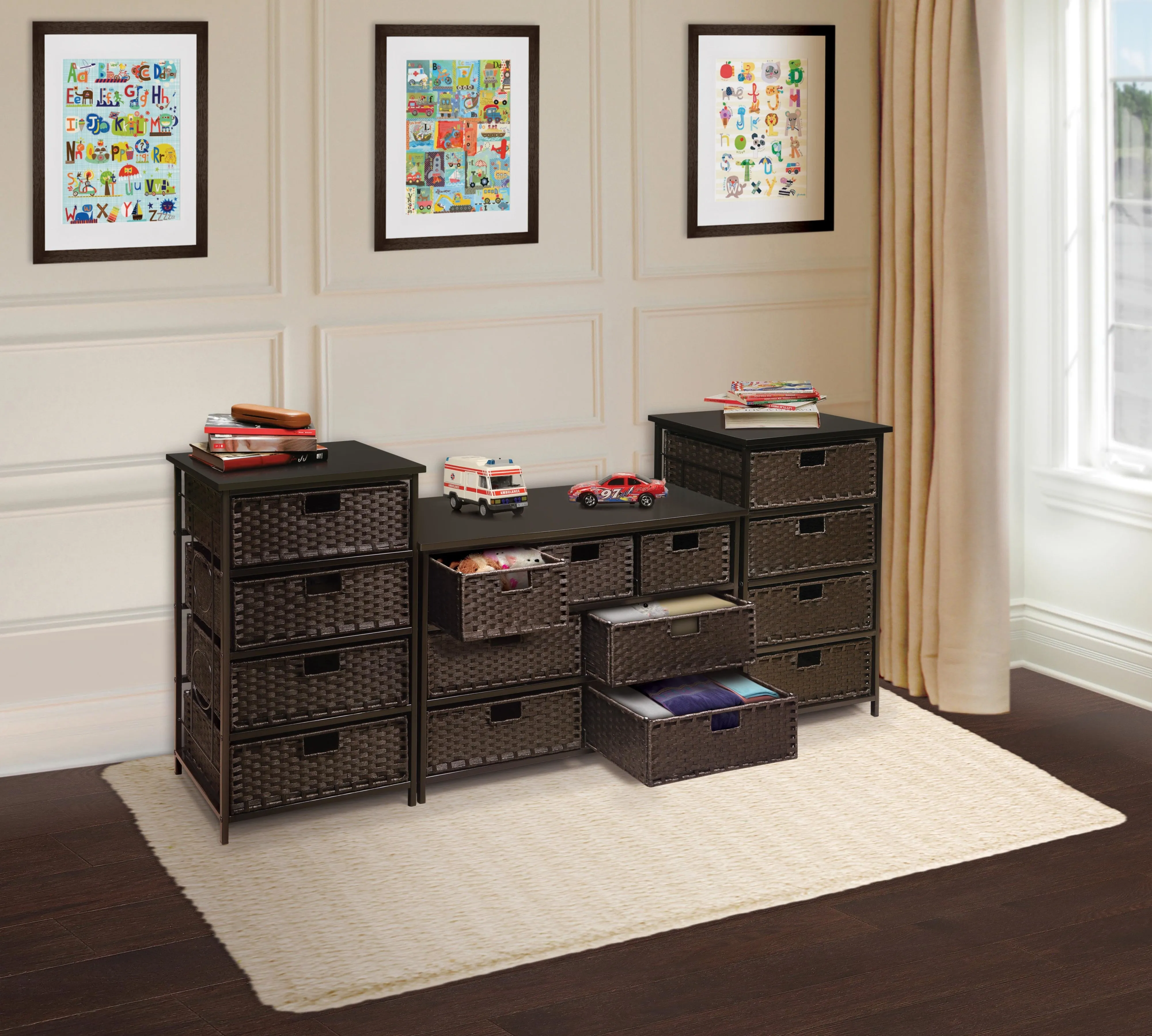 Badger Basket August Collection Tall Four Basket Storage Unit - Espresso
