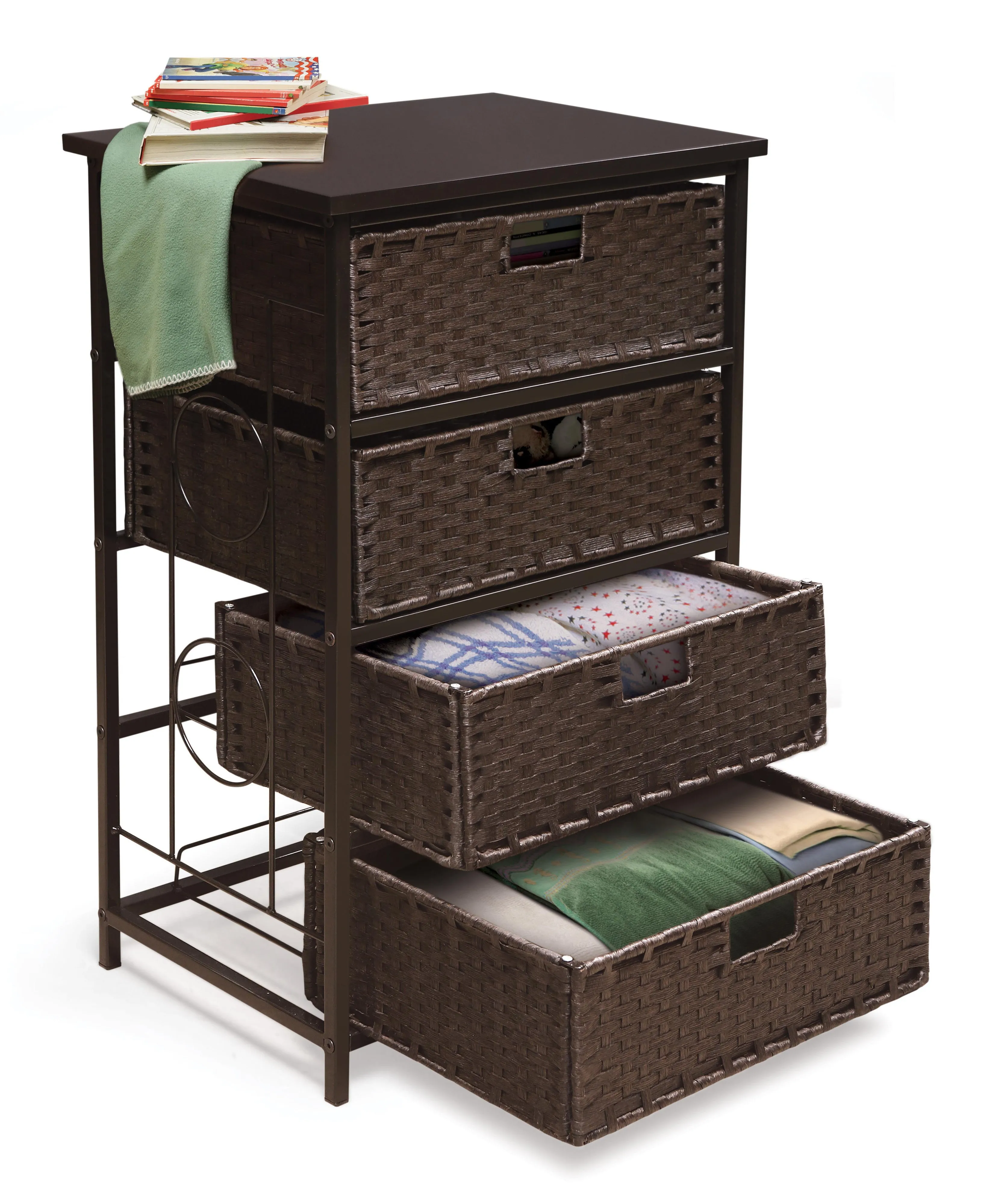 Badger Basket August Collection Tall Four Basket Storage Unit - Espresso