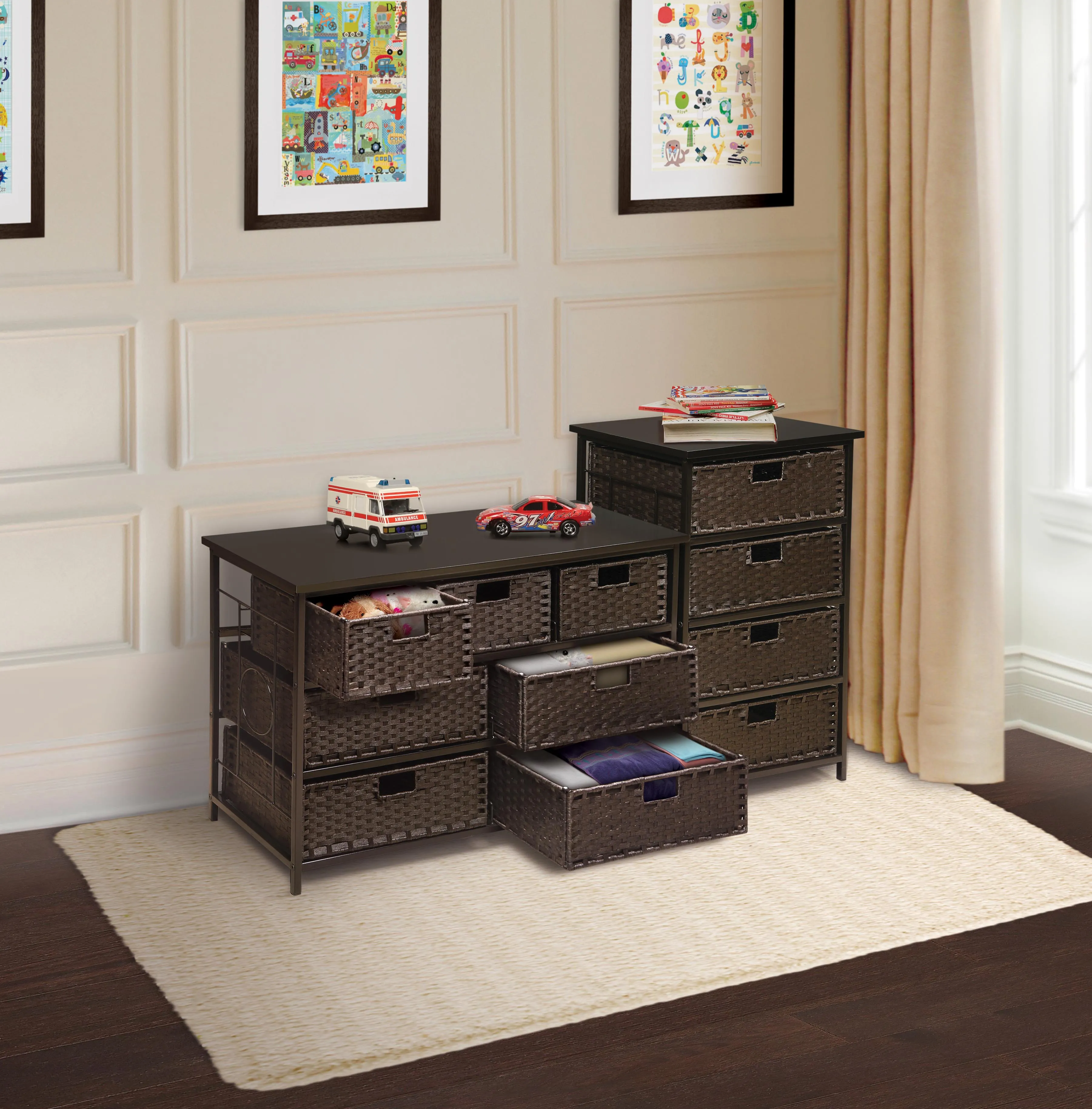 Badger Basket August Collection Tall Four Basket Storage Unit - Espresso
