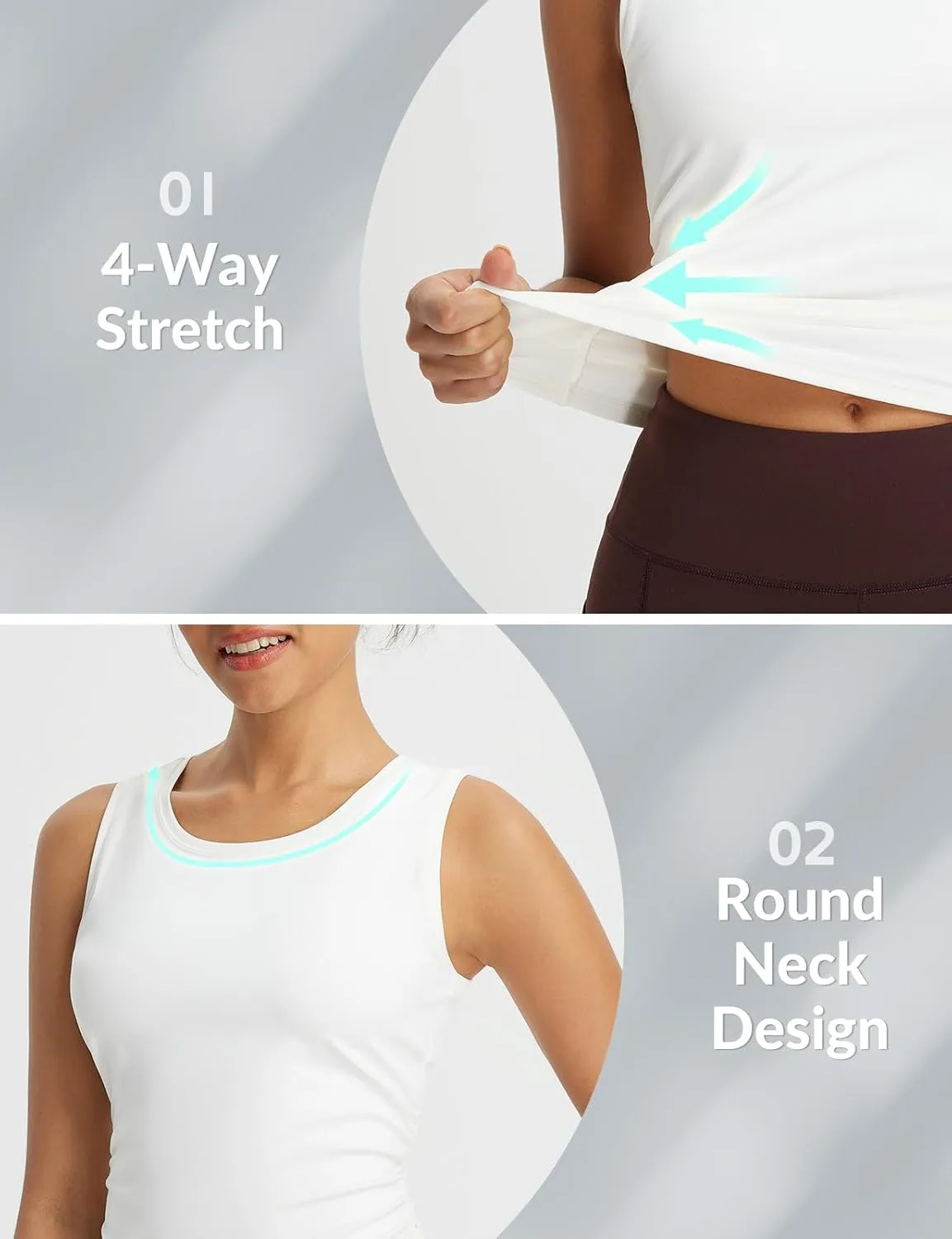 baleaf Women's Workout Tank Tops Sleeveless Athletic Gym Shirts Fitted Crop Tops Yoga Tennis Running