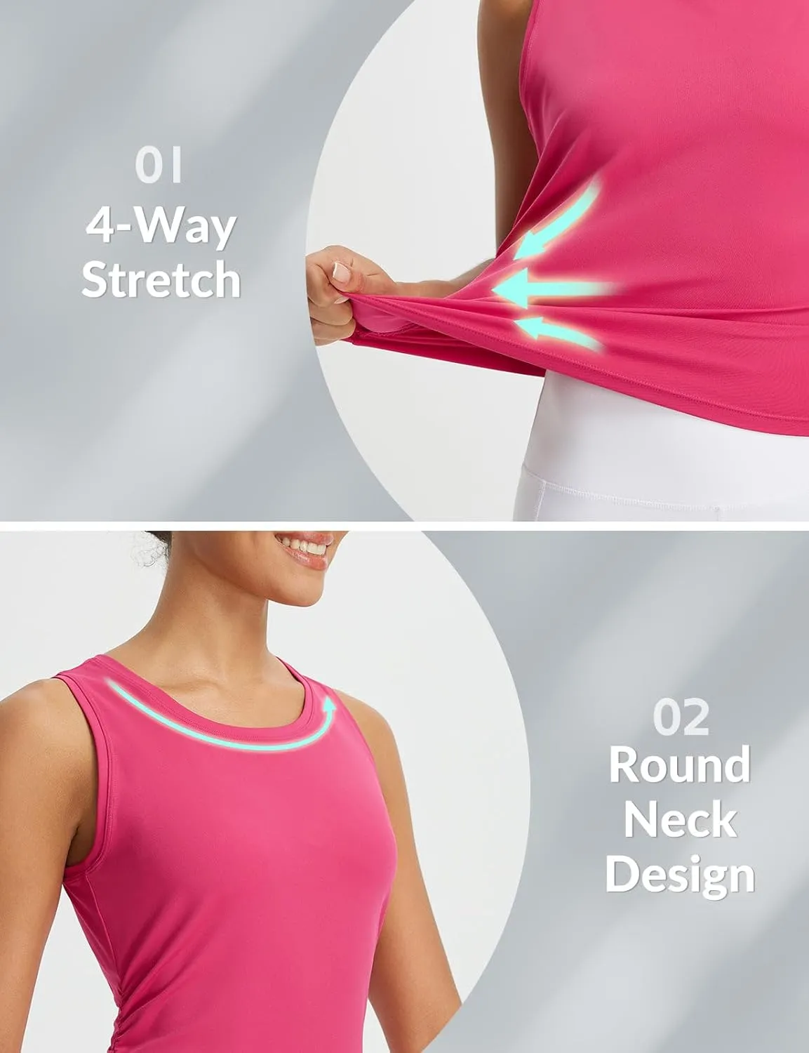 baleaf Women's Workout Tank Tops Sleeveless Athletic Gym Shirts Fitted Crop Tops Yoga Tennis Running