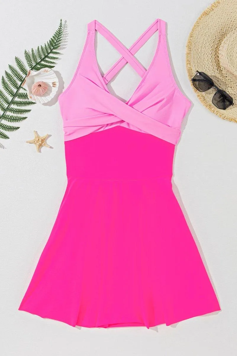 Barbie Pink Crisscross One-Piece Swimwear