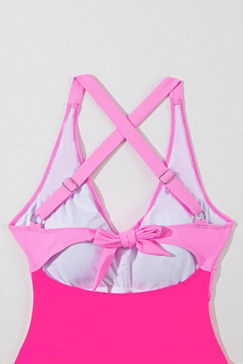 Barbie Pink Crisscross One-Piece Swimwear