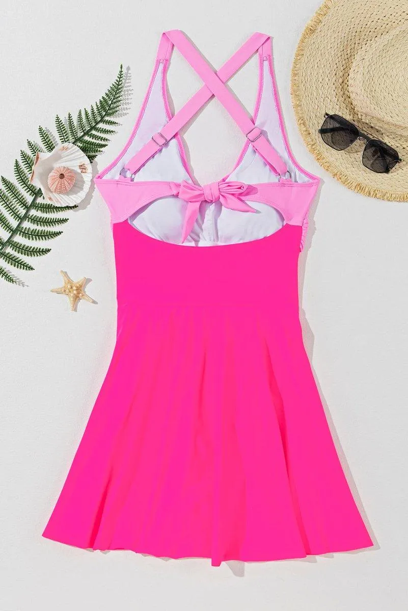 Barbie Pink Crisscross One-Piece Swimwear
