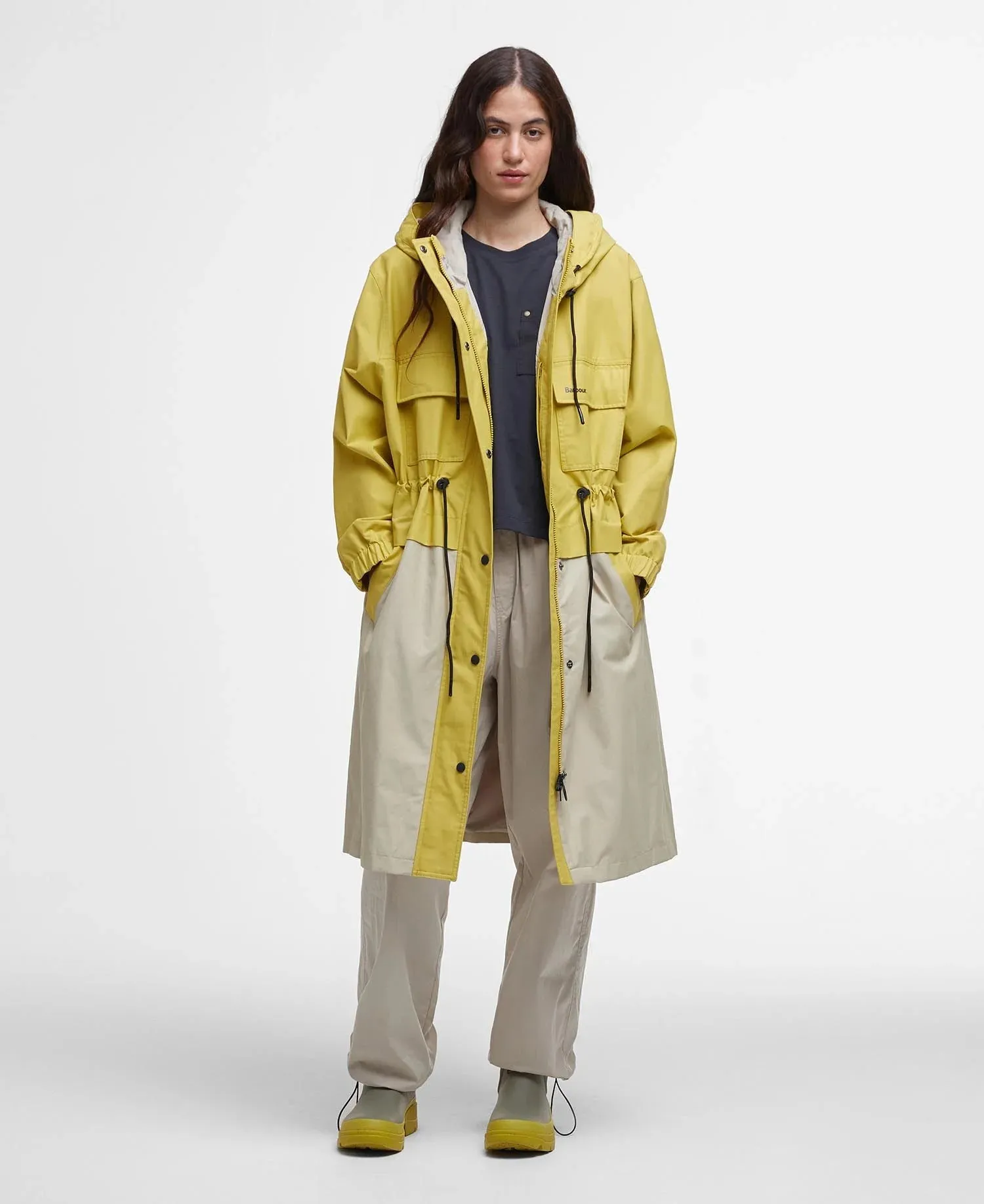 Barbour Evie Showerproof Parka in Limeade/Light Sand
