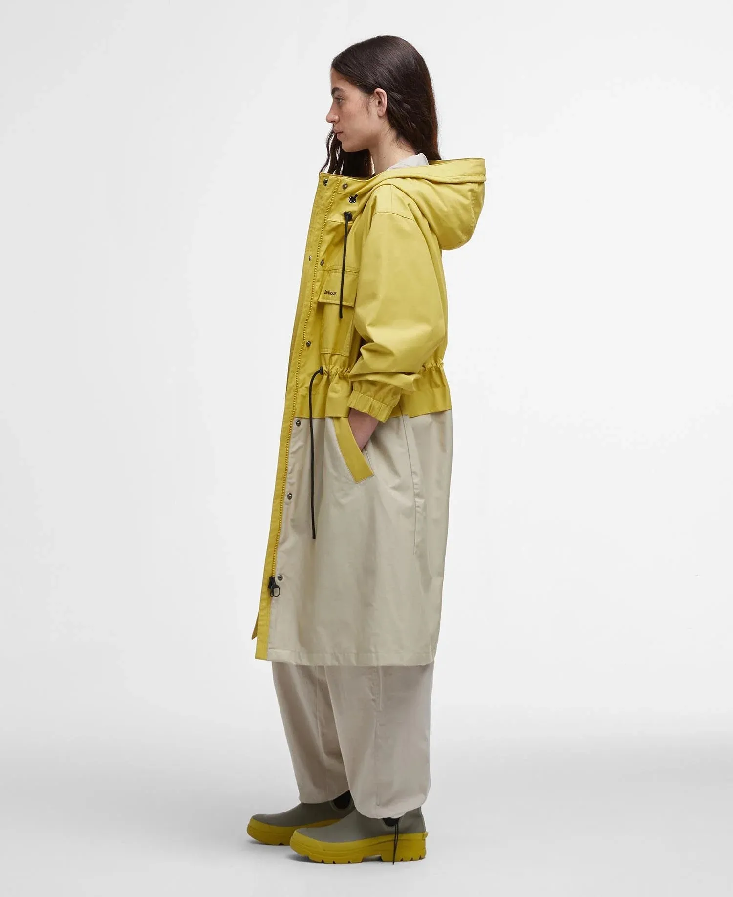 Barbour Evie Showerproof Parka in Limeade/Light Sand