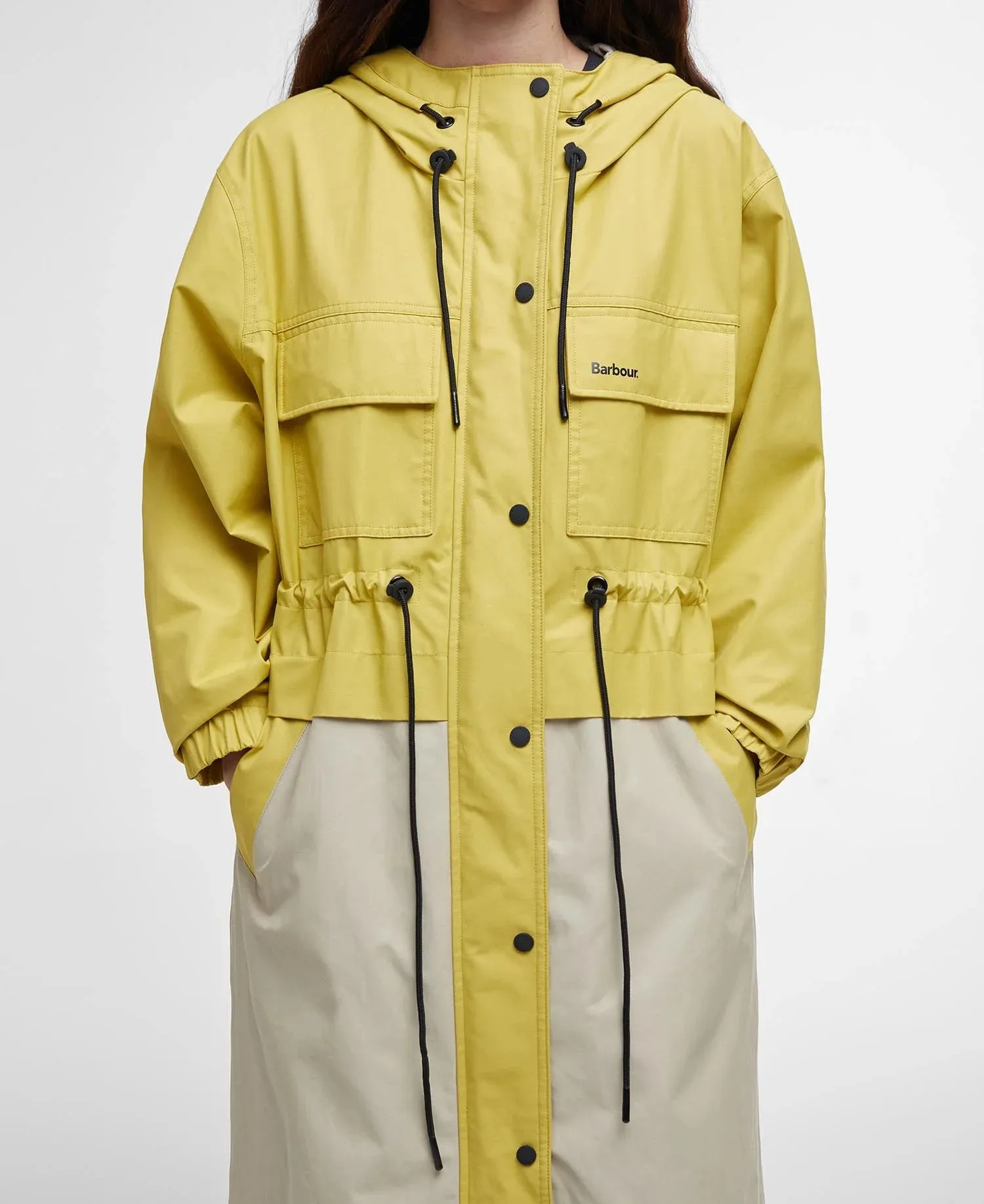 Barbour Evie Showerproof Parka in Limeade/Light Sand