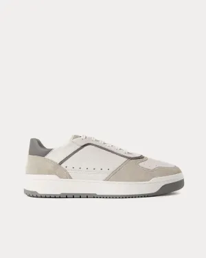 Basket Grained Calfskin & Washed Suede White Low Top Sneakers