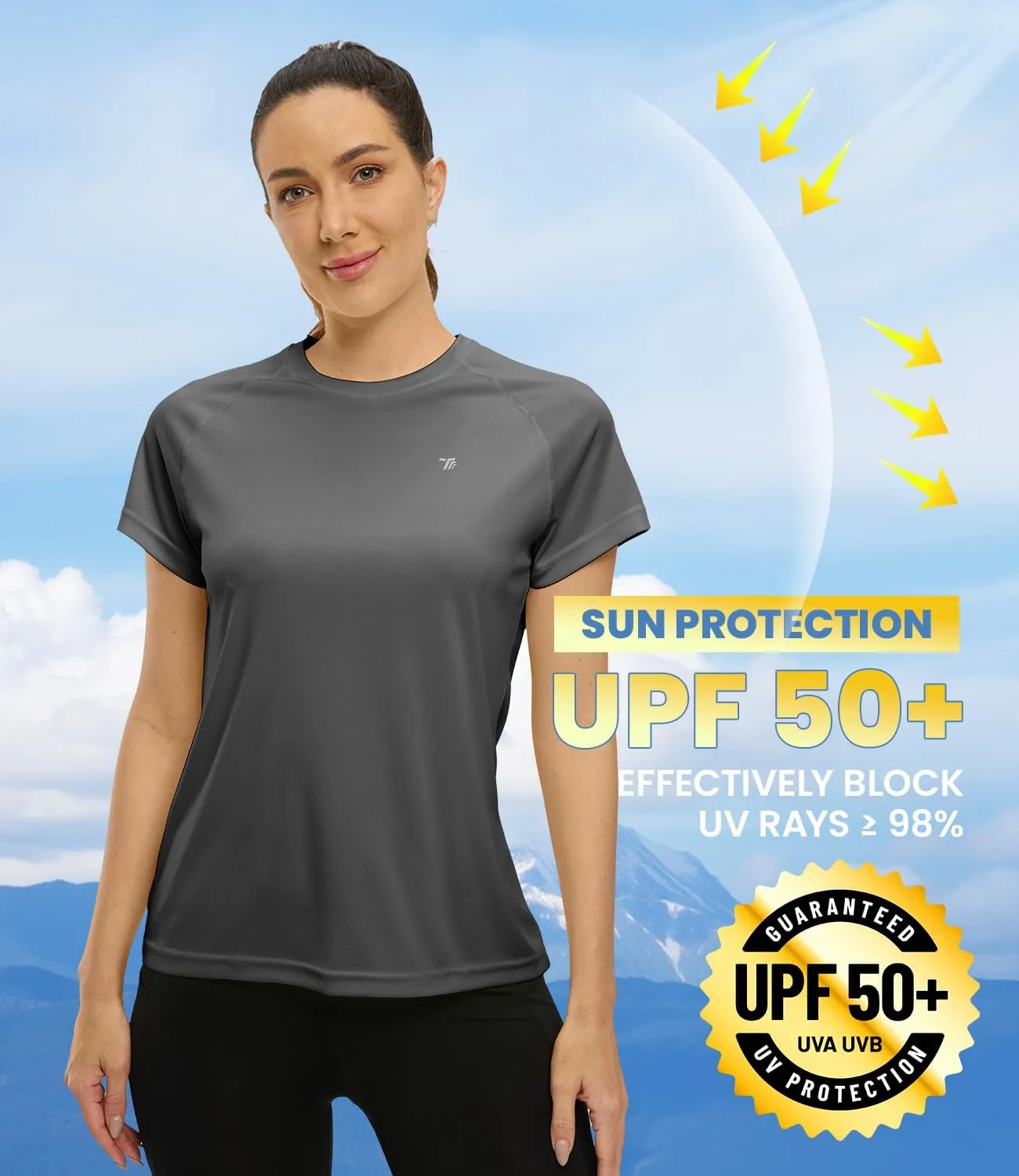 BASUDAM Women's Short Sleeve T-Shirts Quick Dry Cooling UPF 50  Lightweight Athletic Shirts Running Workout Tops