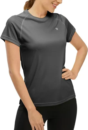 BASUDAM Women's Short Sleeve T-Shirts Quick Dry Cooling UPF 50  Lightweight Athletic Shirts Running Workout Tops