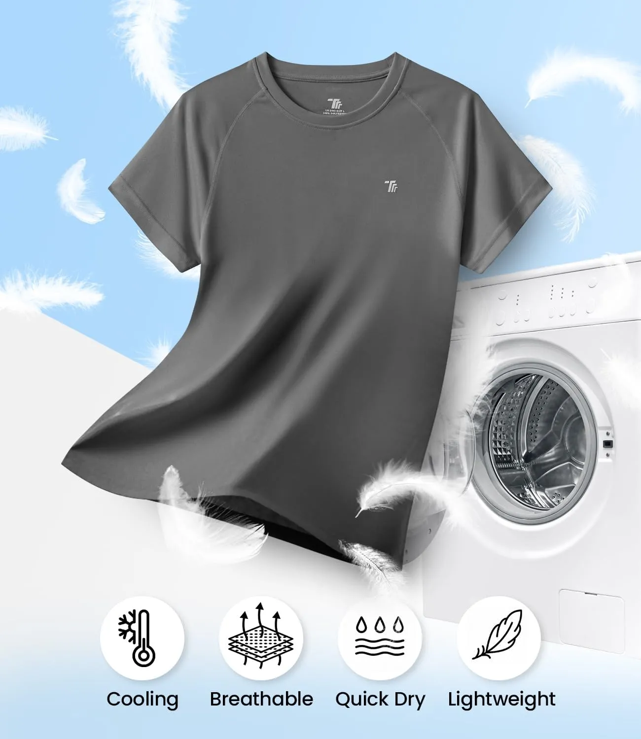 BASUDAM Women's Short Sleeve T-Shirts Quick Dry Cooling UPF 50  Lightweight Athletic Shirts Running Workout Tops