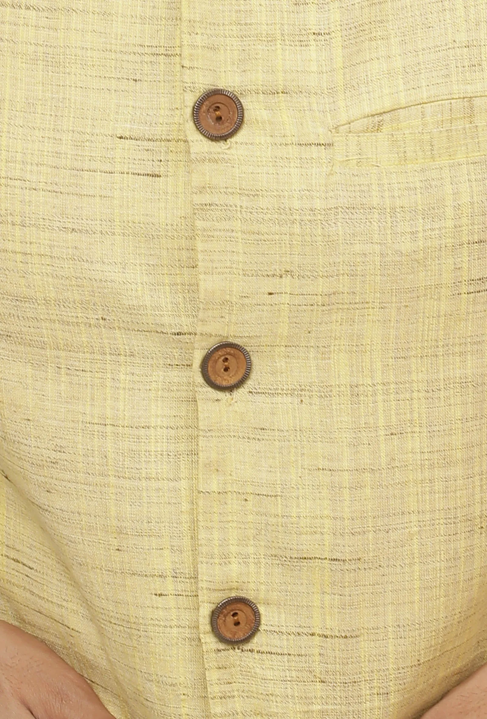 Beige Gold Matka Silk Nehru Jacket