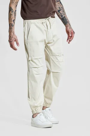 Beige Mid Rise Relaxed Fit Joggers