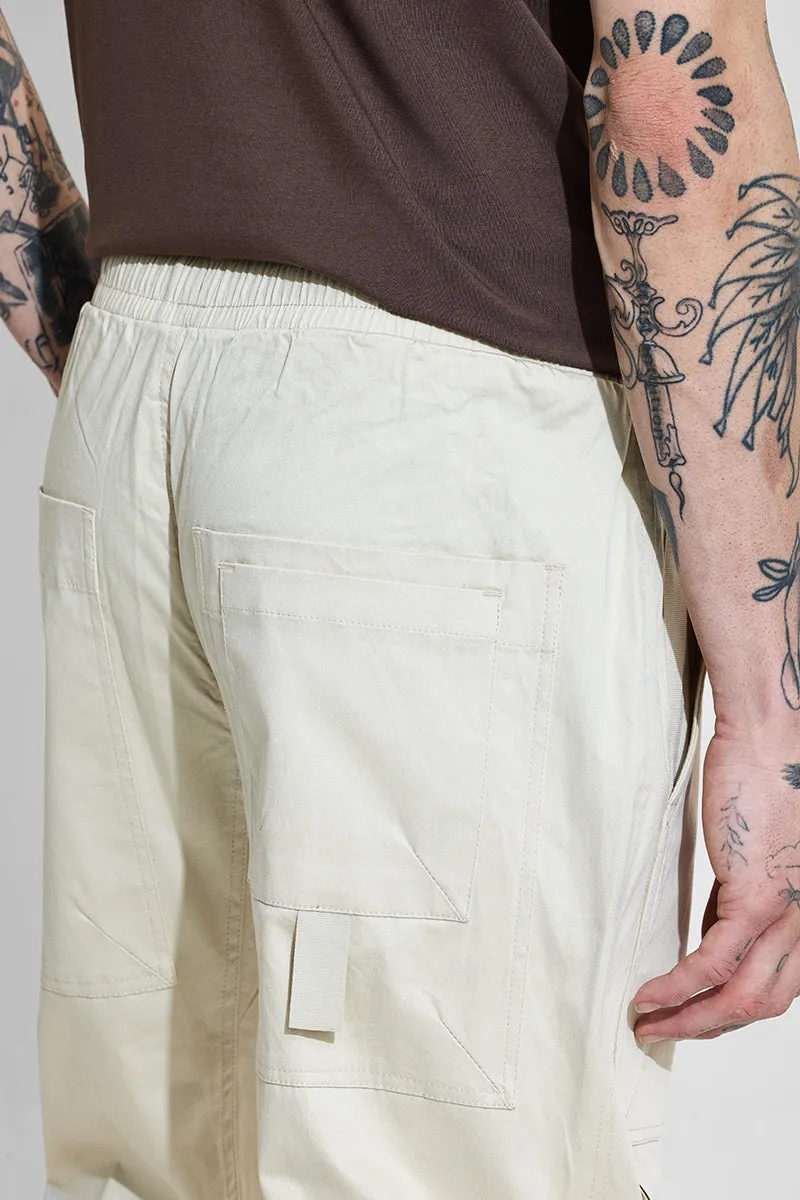Beige Mid Rise Relaxed Fit Joggers