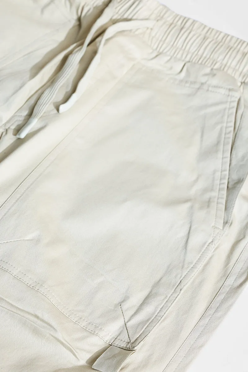 Beige Mid Rise Relaxed Fit Joggers