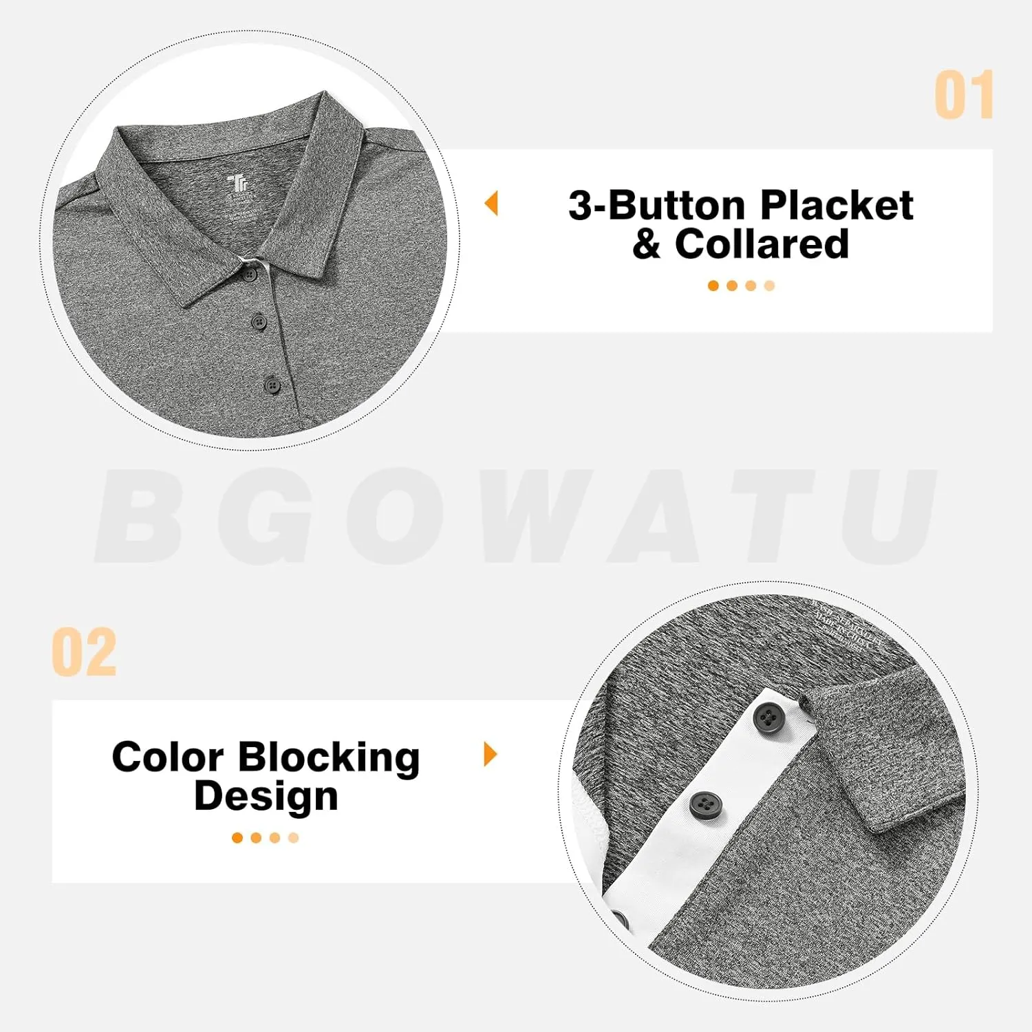 BGOWATU Women's Golf Shirts Sleeveless Polo Shirts Collared 3 Buttons Tennis Tank Tops UV Protection Quick Dry