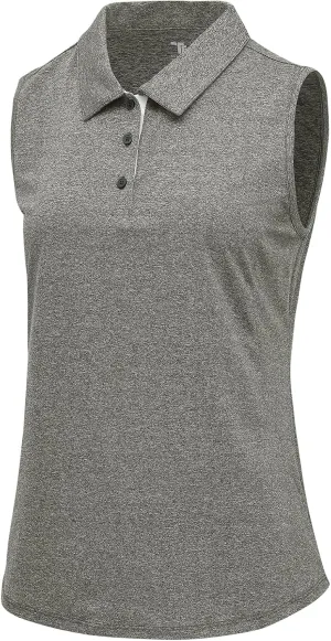 BGOWATU Women's Golf Shirts Sleeveless Polo Shirts Collared 3 Buttons Tennis Tank Tops UV Protection Quick Dry