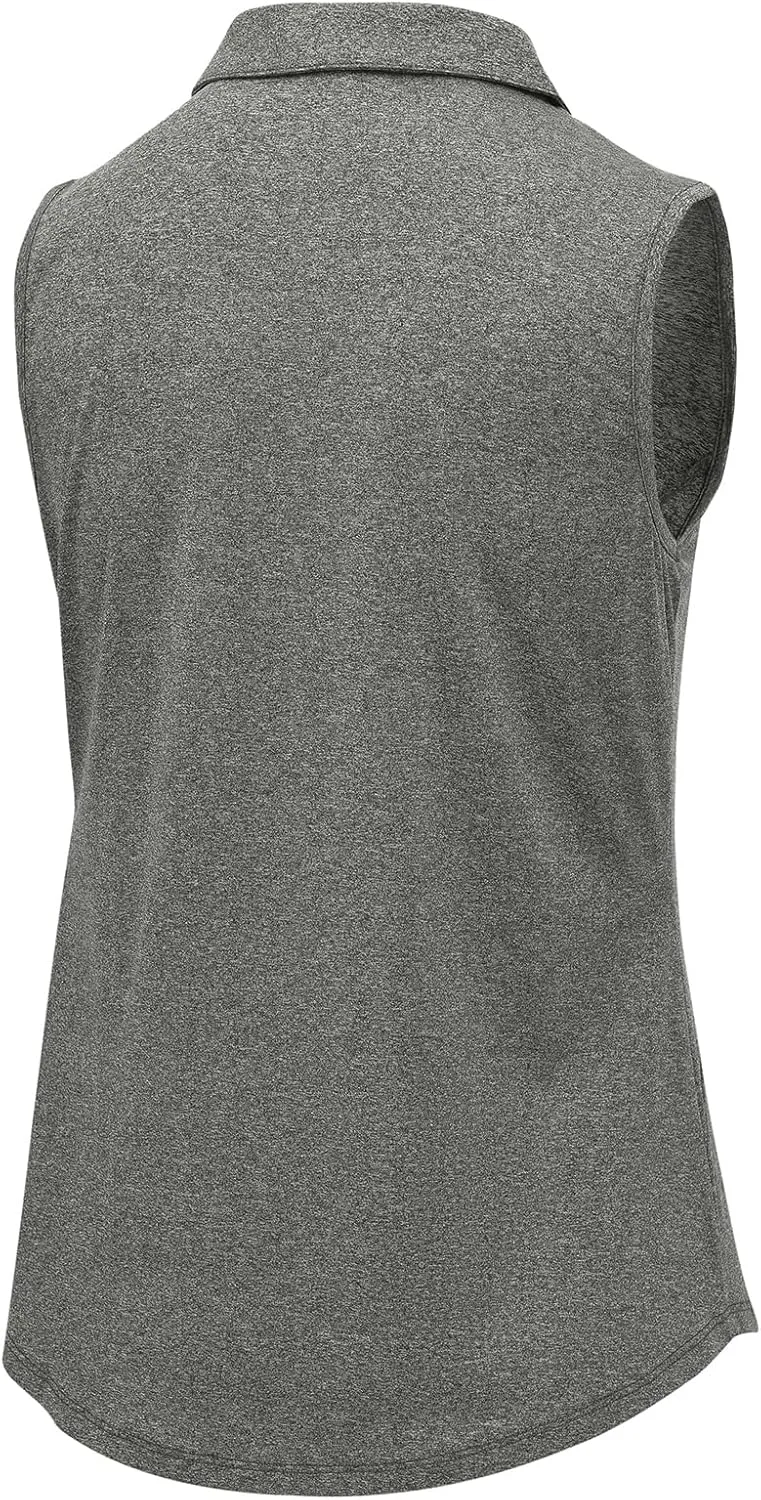 BGOWATU Women's Golf Shirts Sleeveless Polo Shirts Collared 3 Buttons Tennis Tank Tops UV Protection Quick Dry