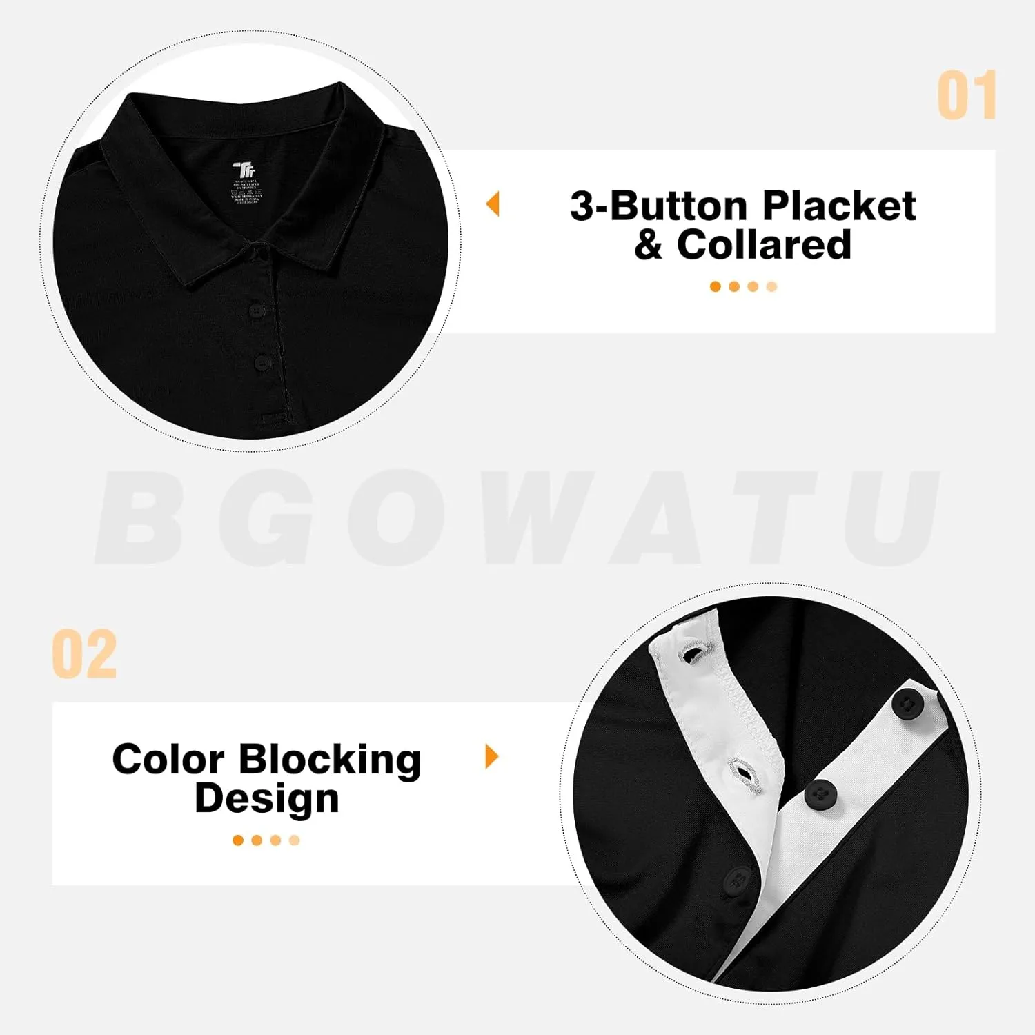 BGOWATU Women's Golf Shirts Sleeveless Polo Shirts Collared 3 Buttons Tennis Tank Tops UV Protection Quick Dry
