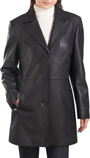 BGSD Women Danielle Lambskin Leather Walking Coat (Also available in Plus Size & Petite)