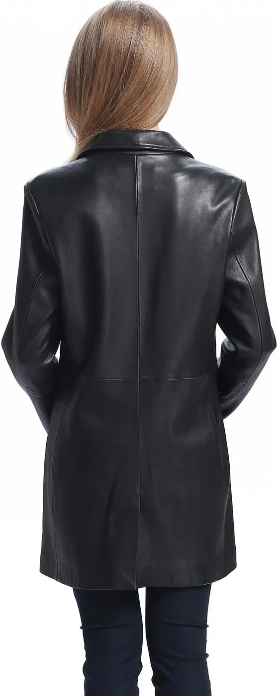 BGSD Women Danielle Lambskin Leather Walking Coat (Also available in Plus Size & Petite)