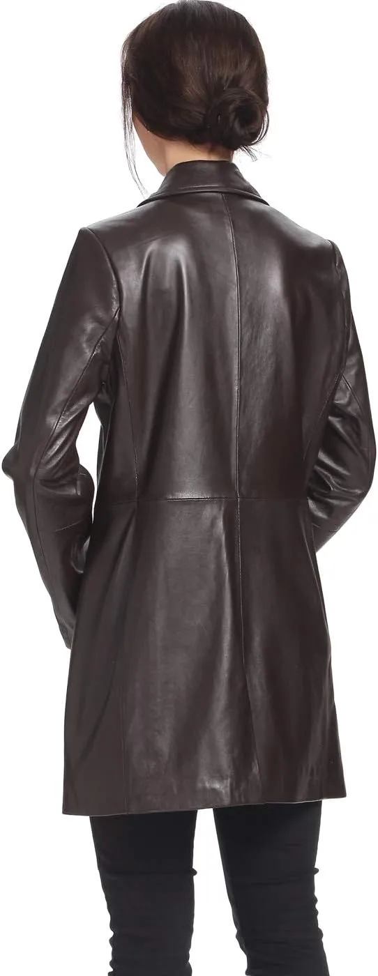 BGSD Women Danielle Lambskin Leather Walking Coat (Also available in Plus Size & Petite)