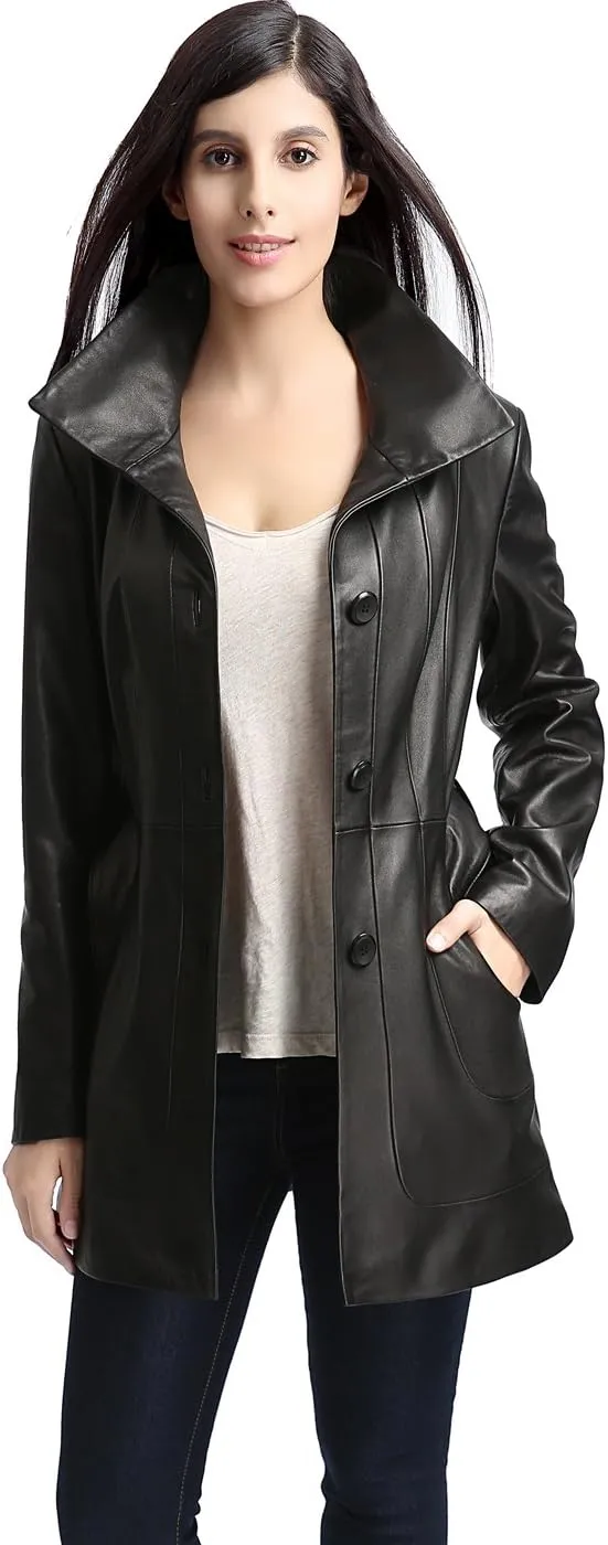 BGSD Women Madison Lambskin Leather Coat (Also available in Plus Size & Petite)