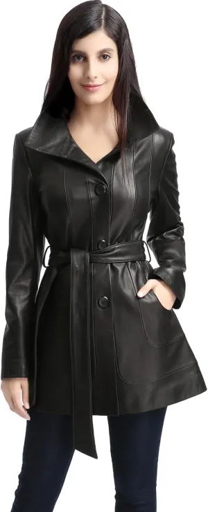 BGSD Women Madison Lambskin Leather Coat (Also available in Plus Size & Petite)