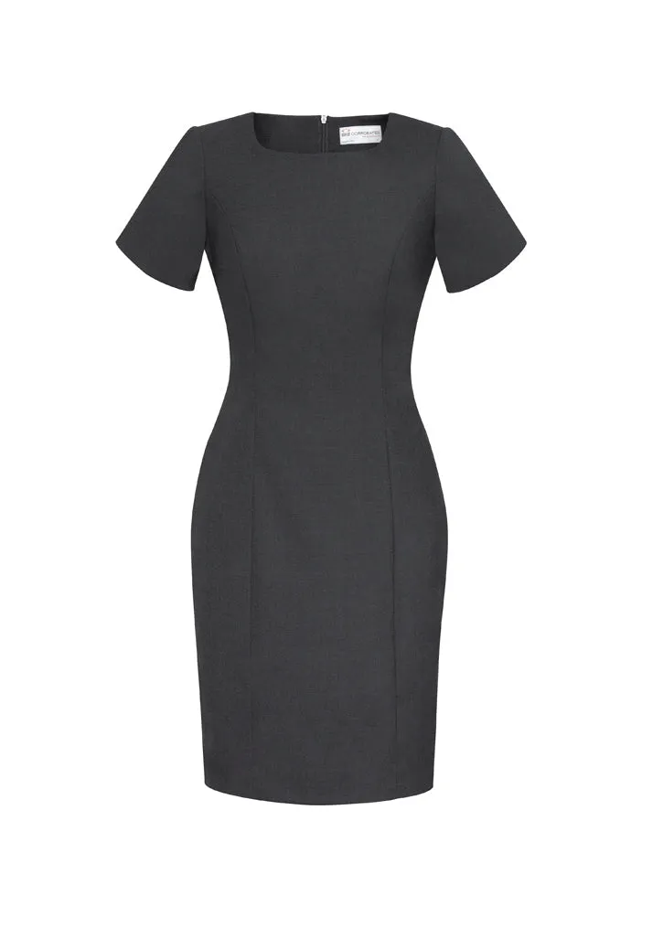 Biz Corporate Womens Comfort Wool Stretch Short Sleeve Shift Dress-(34012)