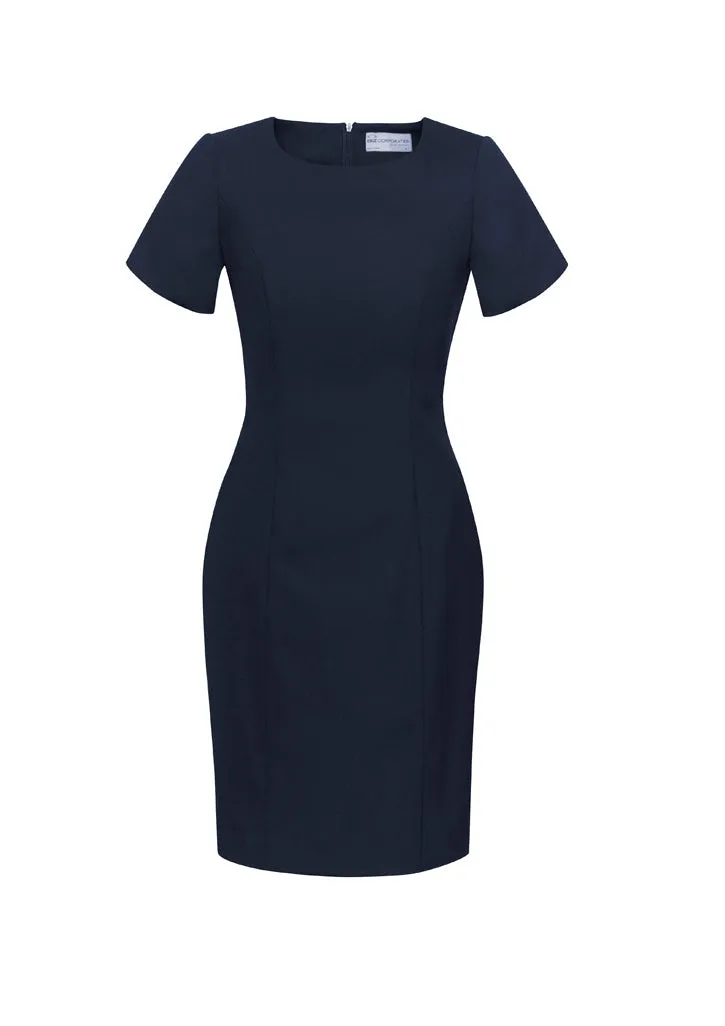Biz Corporate Womens Comfort Wool Stretch Short Sleeve Shift Dress-(34012)