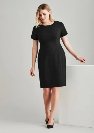 Biz Corporate Womens Comfort Wool Stretch Short Sleeve Shift Dress-(34012)