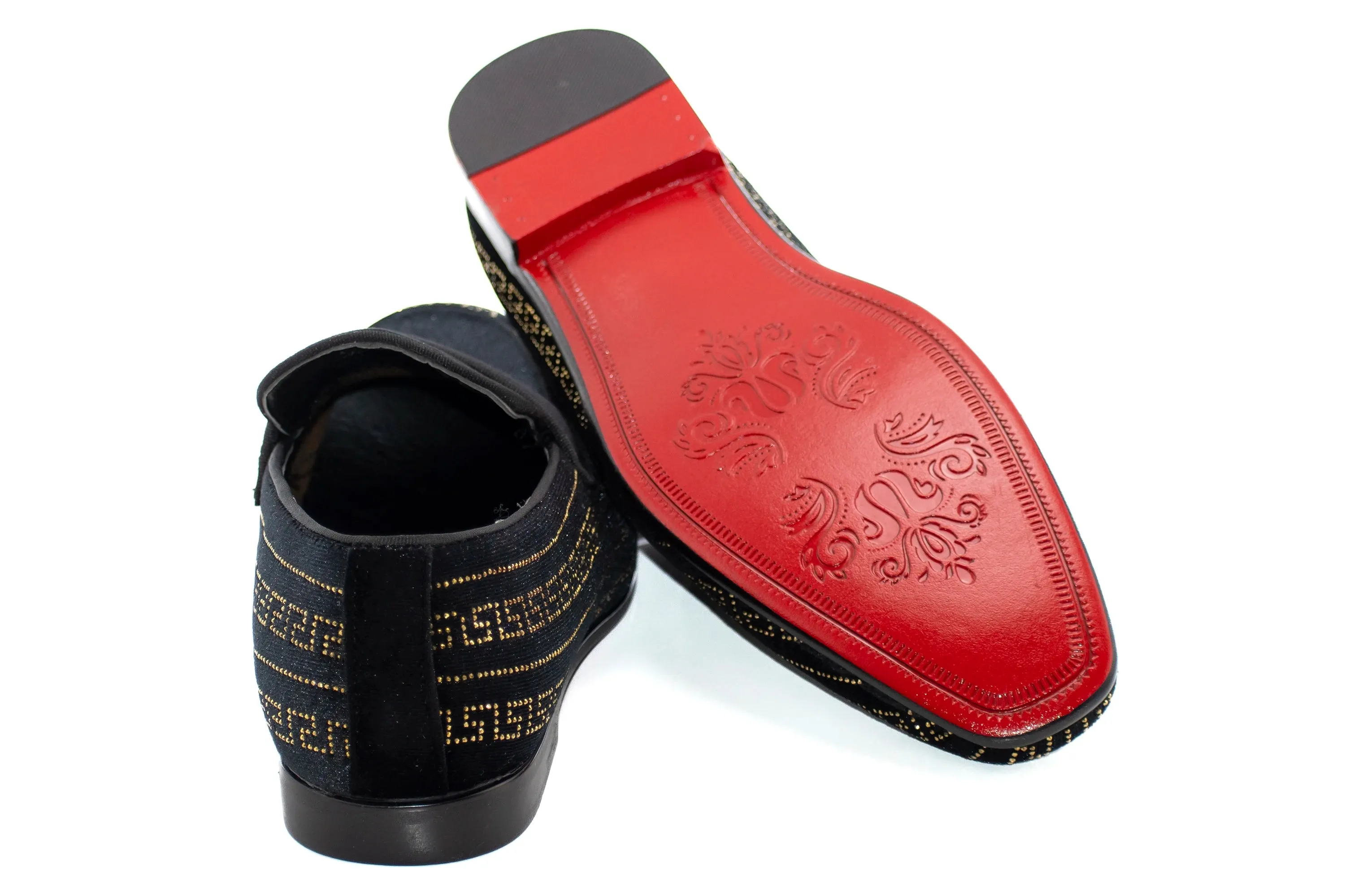 Black And Gold Greek Key Venetian Loafer