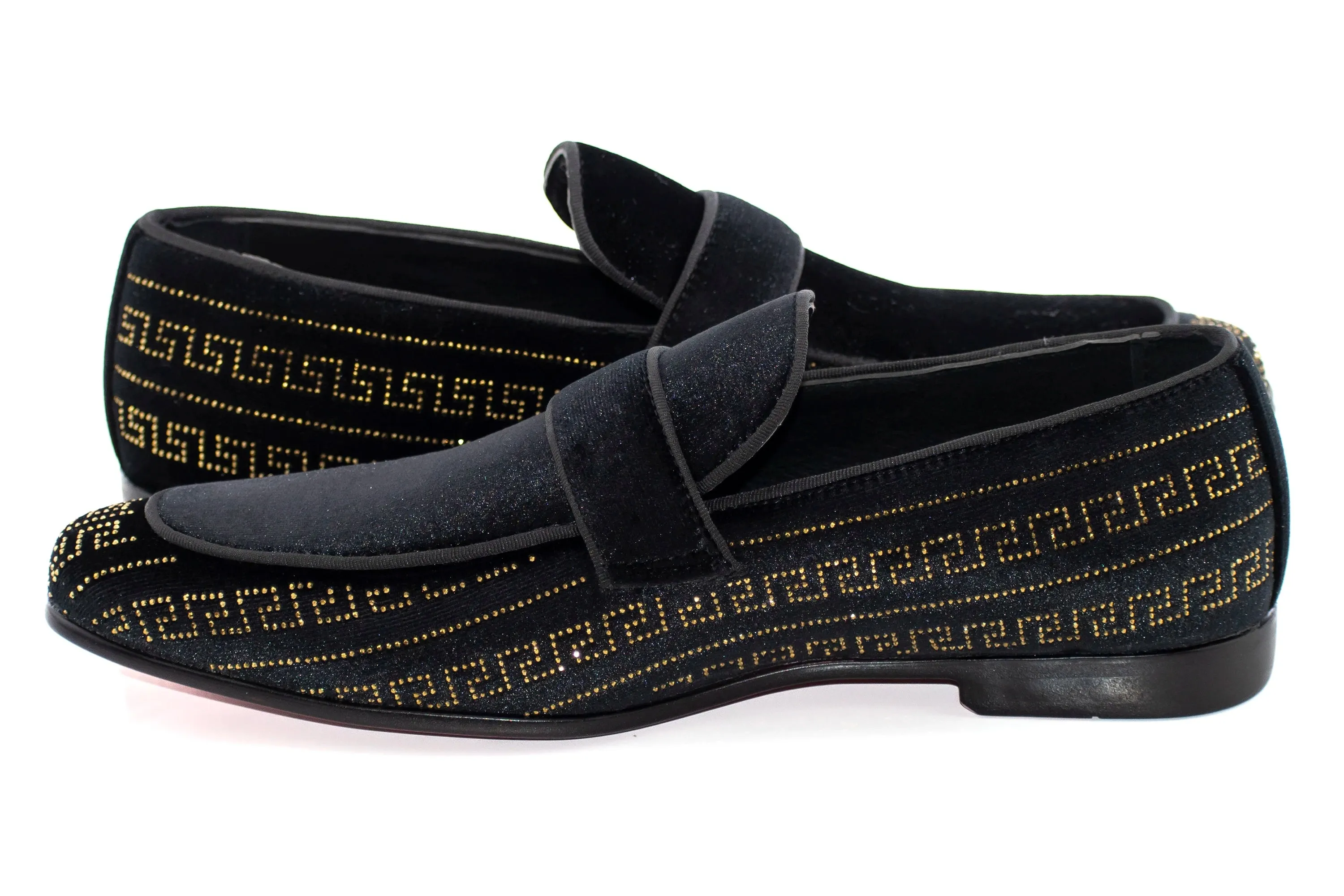 Black And Gold Greek Key Venetian Loafer