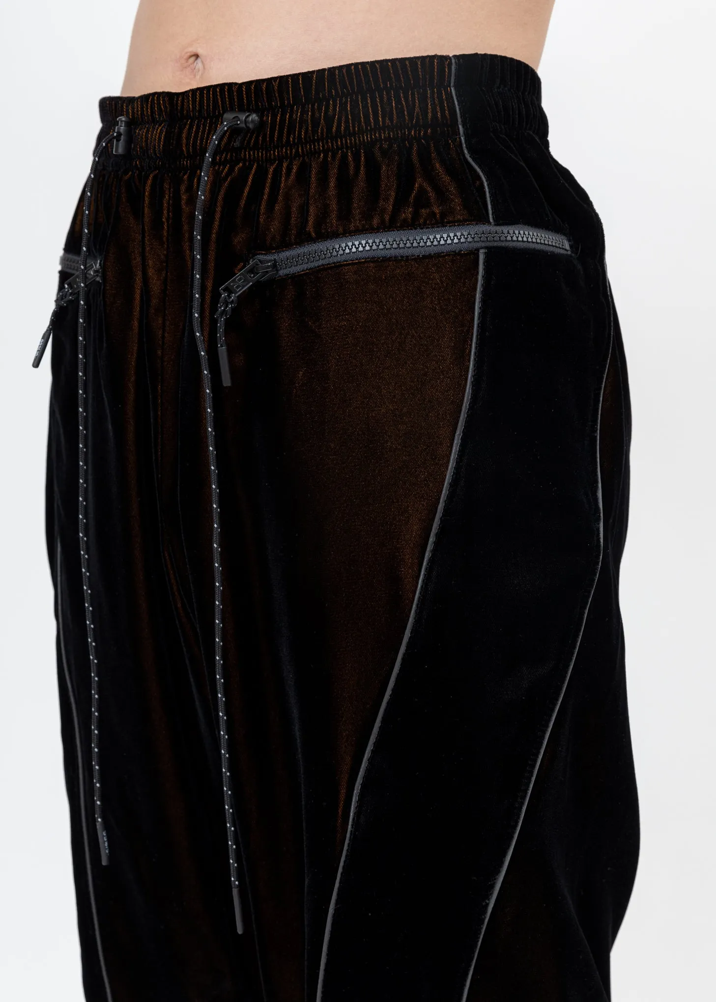 Black And Orange ATT1%TUDE Reflective Line Velvet Pants