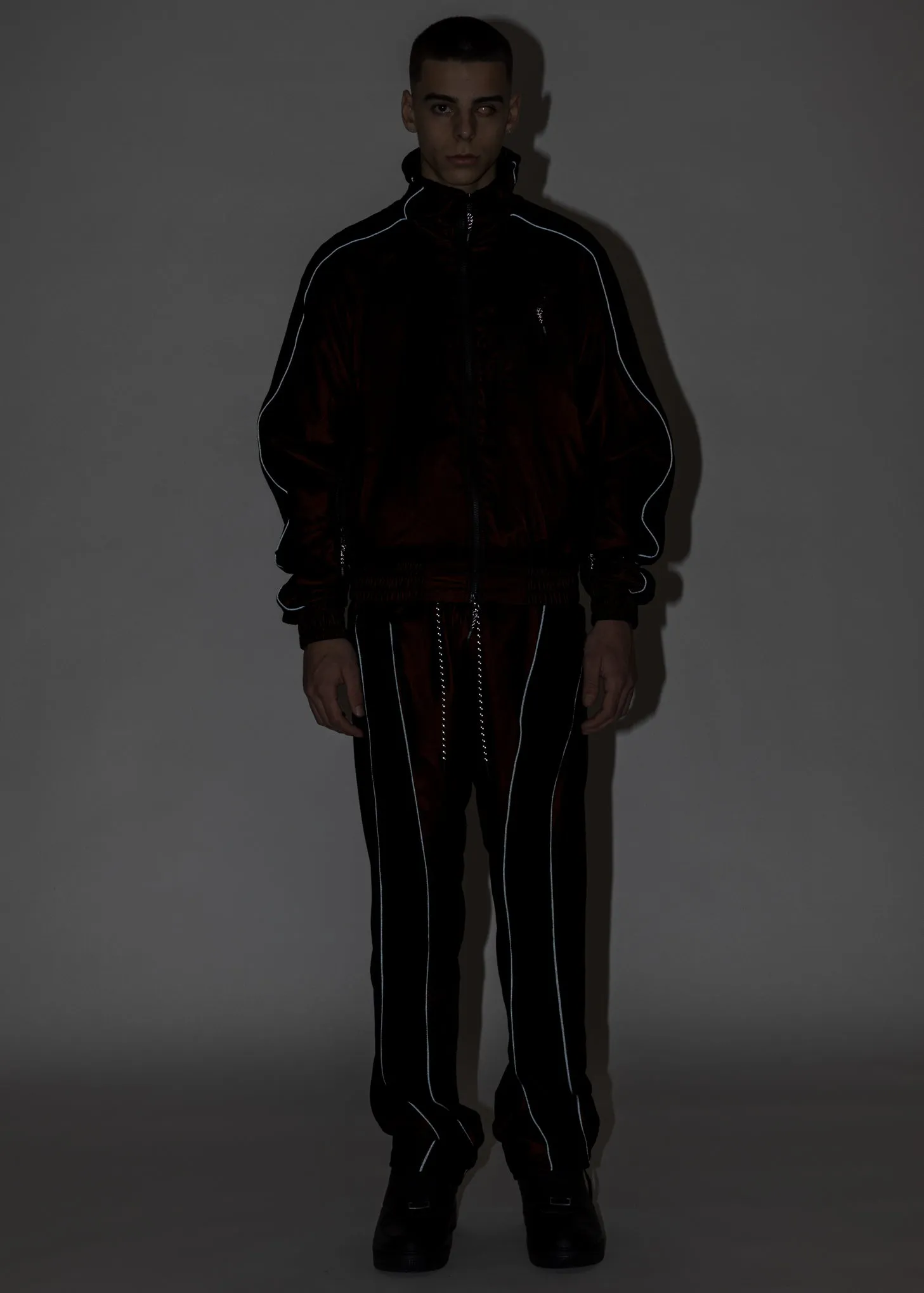 Black And Orange ATT1%TUDE Reflective Line Velvet Pants