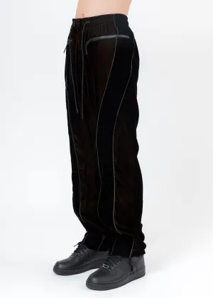 Black And Orange ATT1%TUDE Reflective Line Velvet Pants