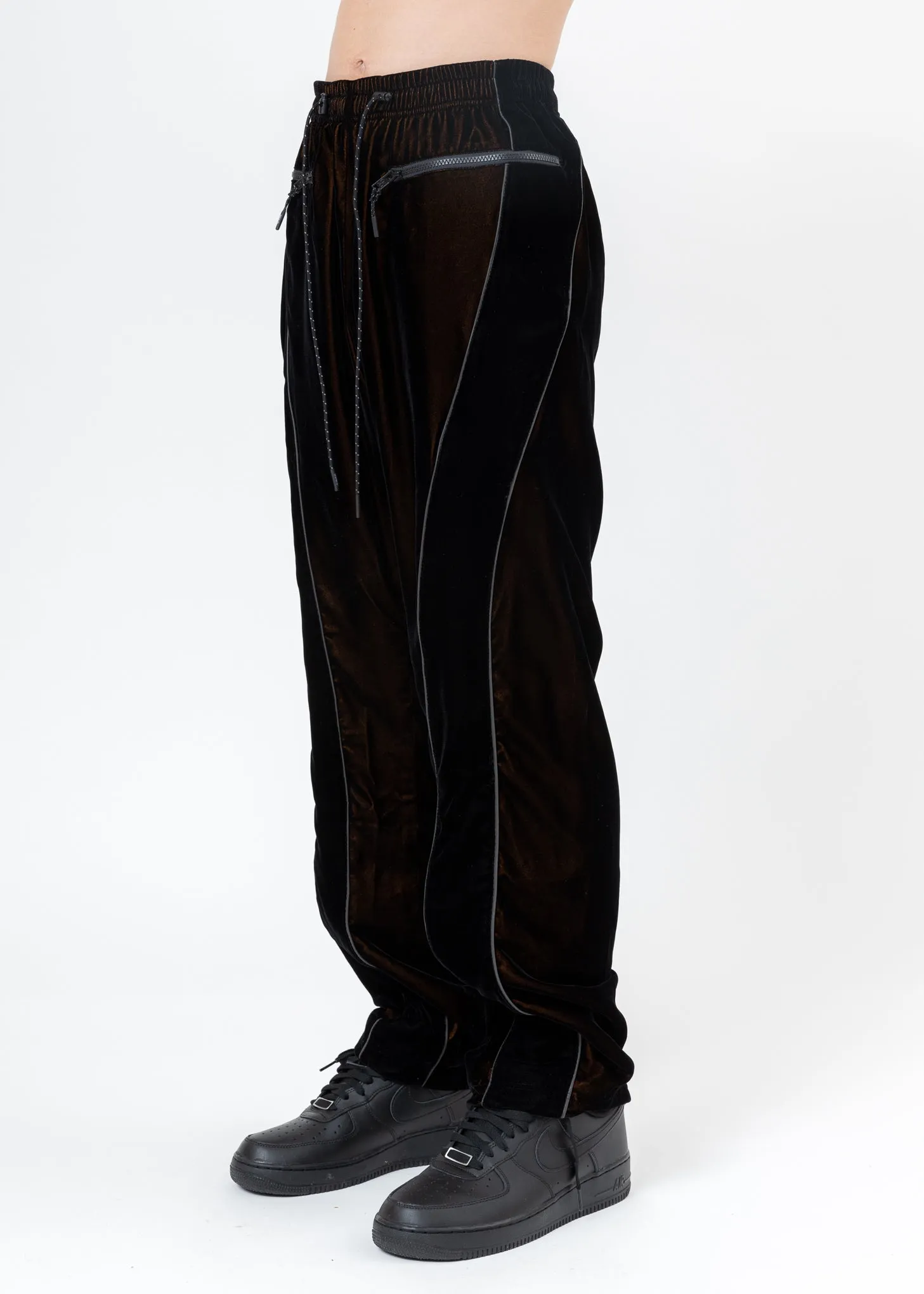 Black And Orange ATT1%TUDE Reflective Line Velvet Pants