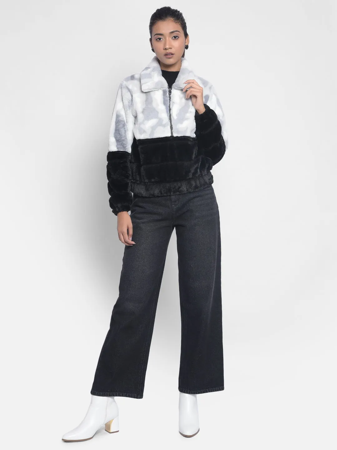 Black Colorblocked Puffer Jackets
