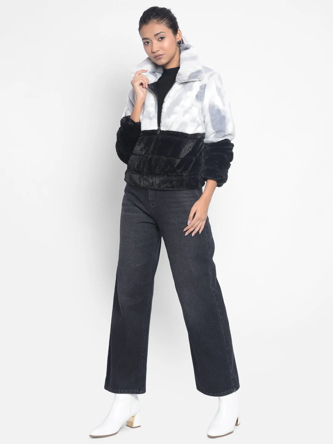 Black Colorblocked Puffer Jackets