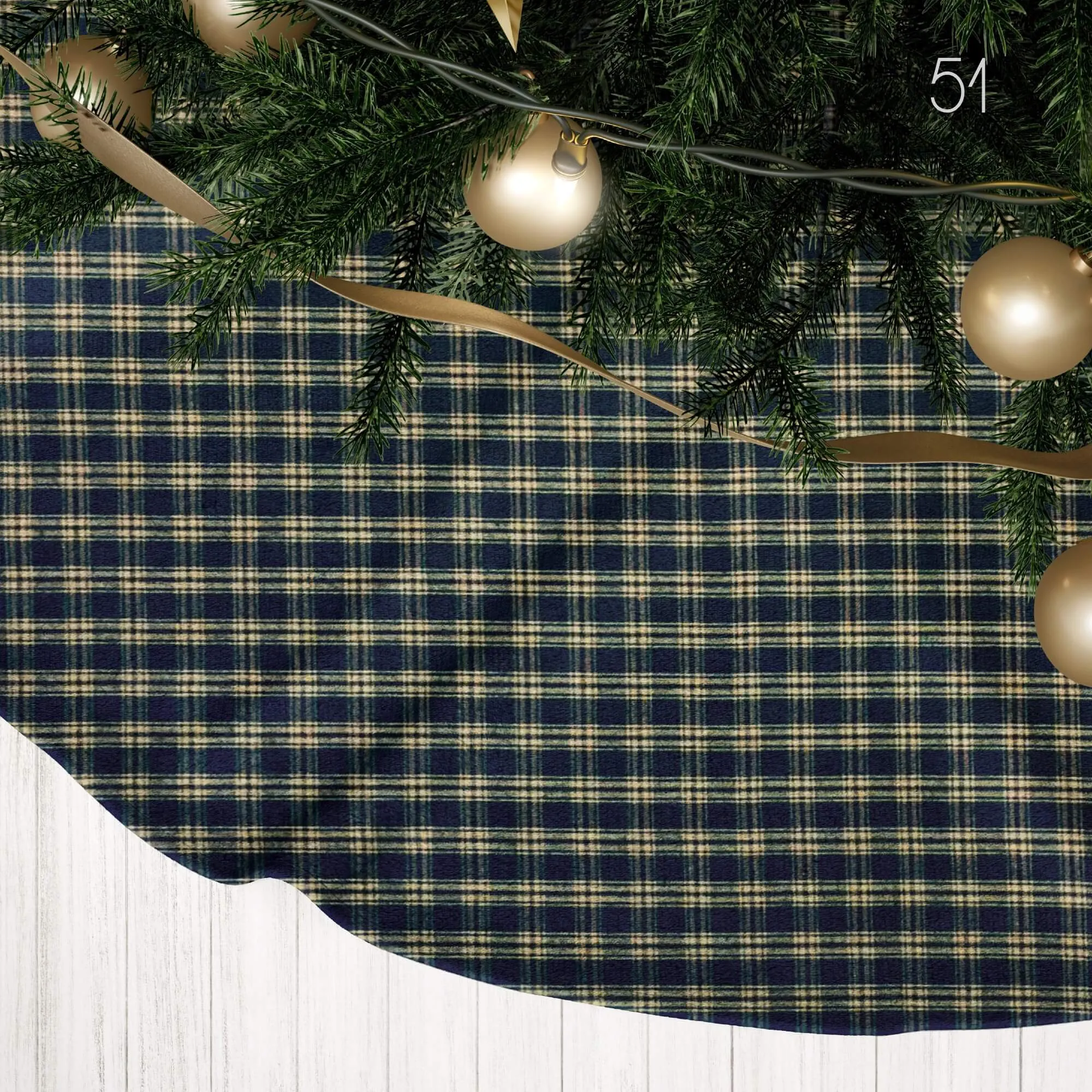 Black Plaid and Check Homespun Country Christmas Tree Skirts