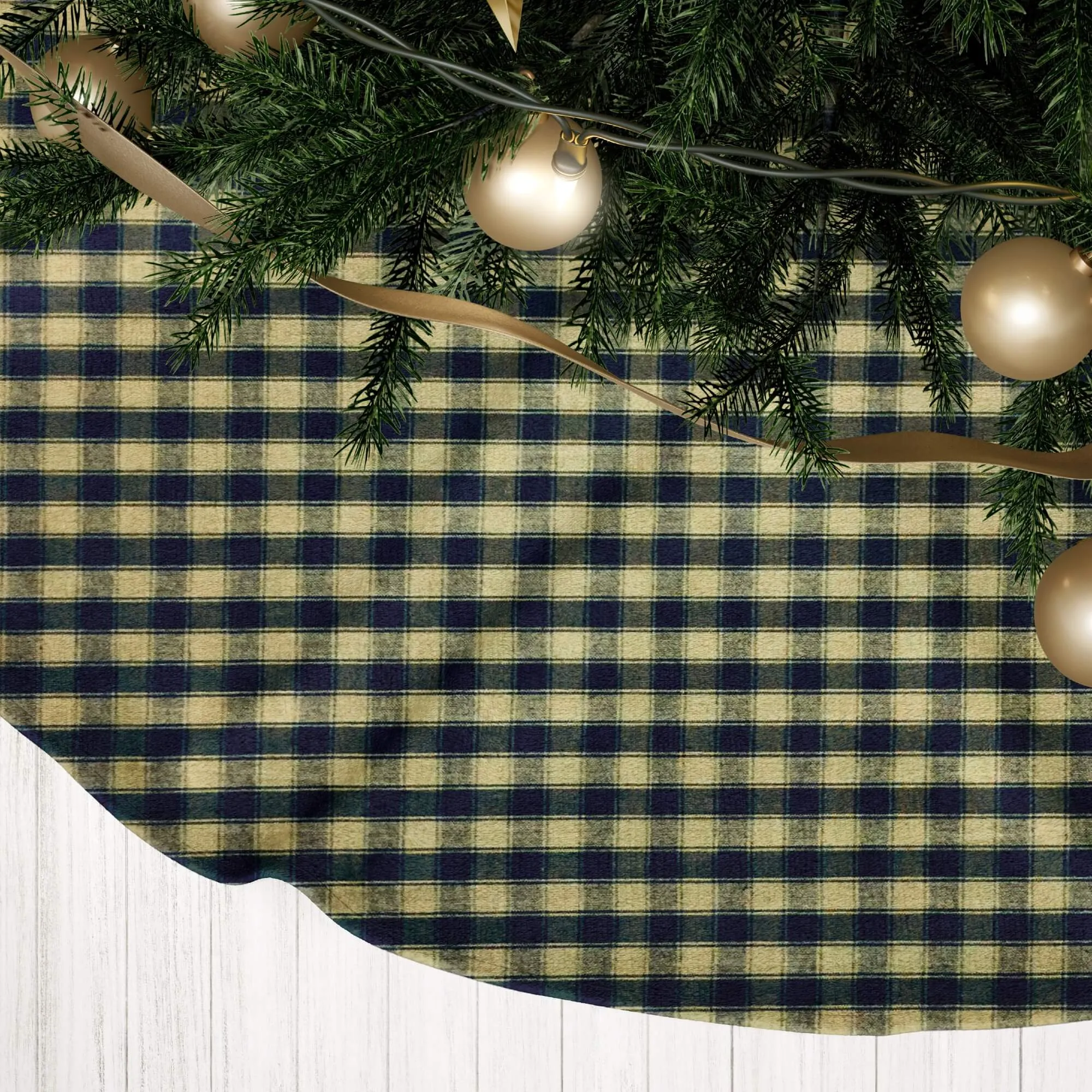 Black Plaid and Check Homespun Country Christmas Tree Skirts