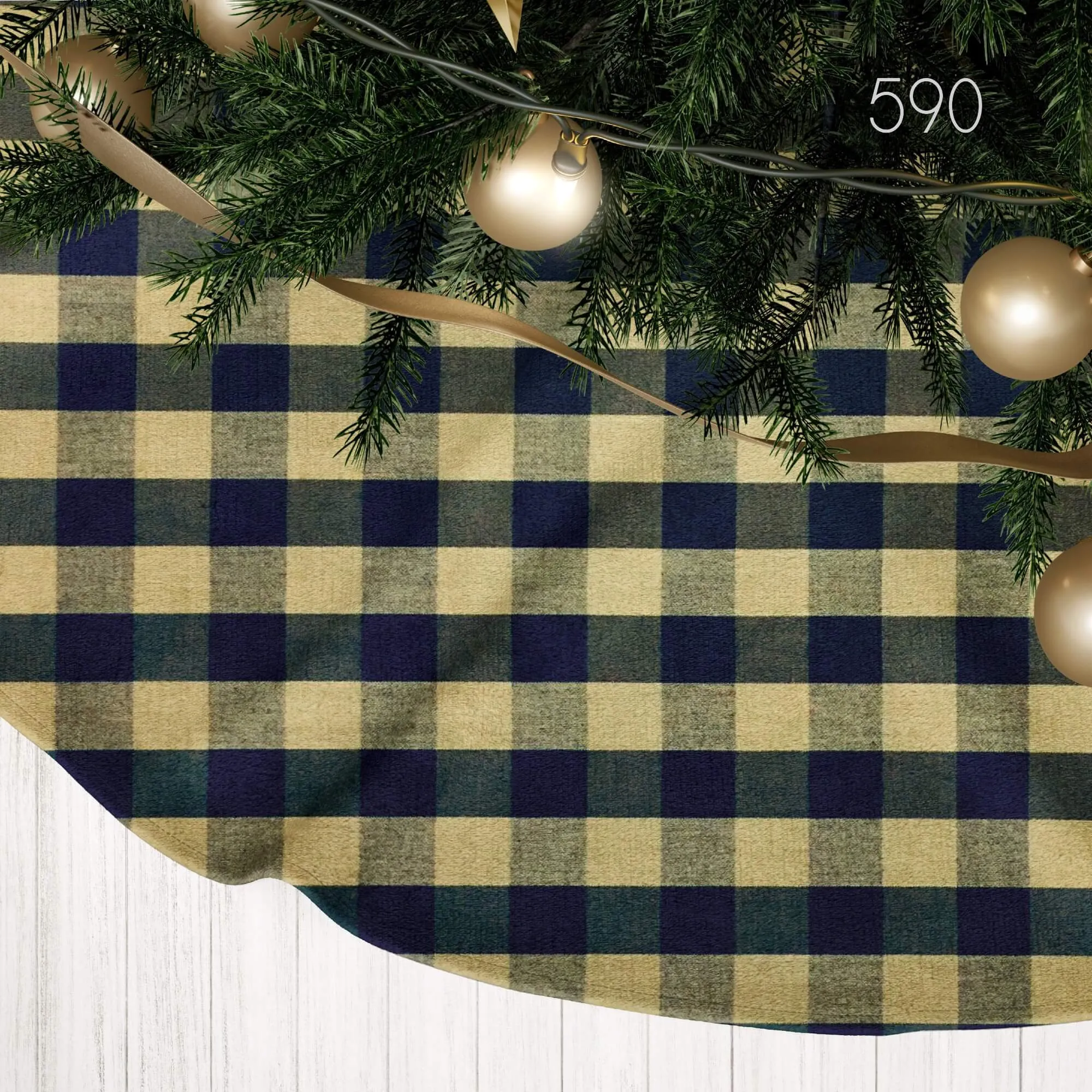 Black Plaid and Check Homespun Country Christmas Tree Skirts