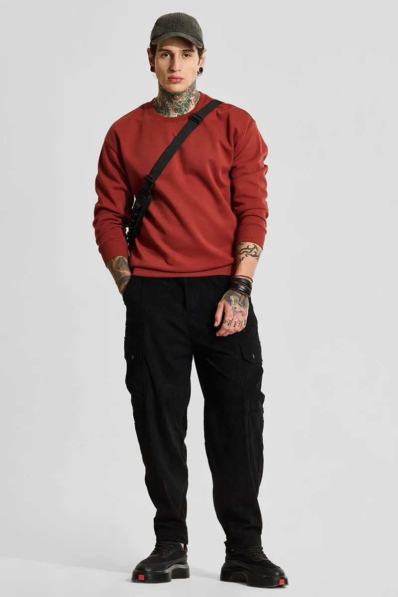 Black Relaxed Fit Corduroy Cargo Pants