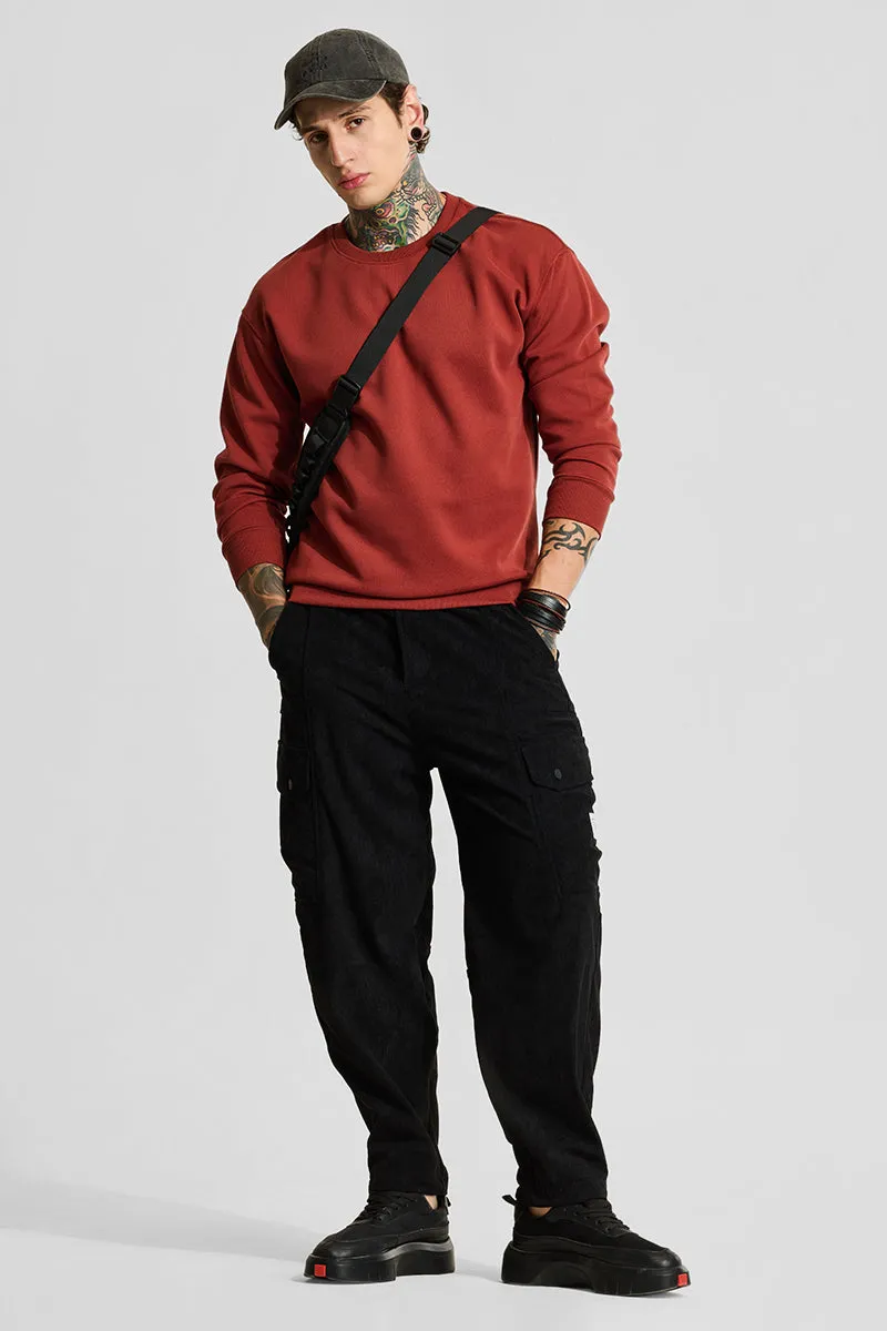 Black Relaxed Fit Corduroy Cargo Pants
