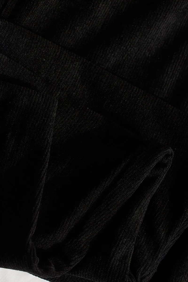 Black Relaxed Fit Corduroy Cargo Pants