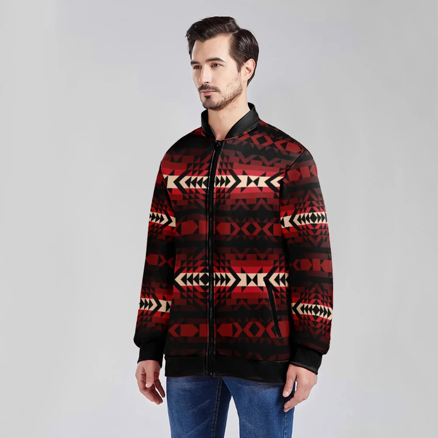 Black Rose Zippered Collared Lightweight Jacket