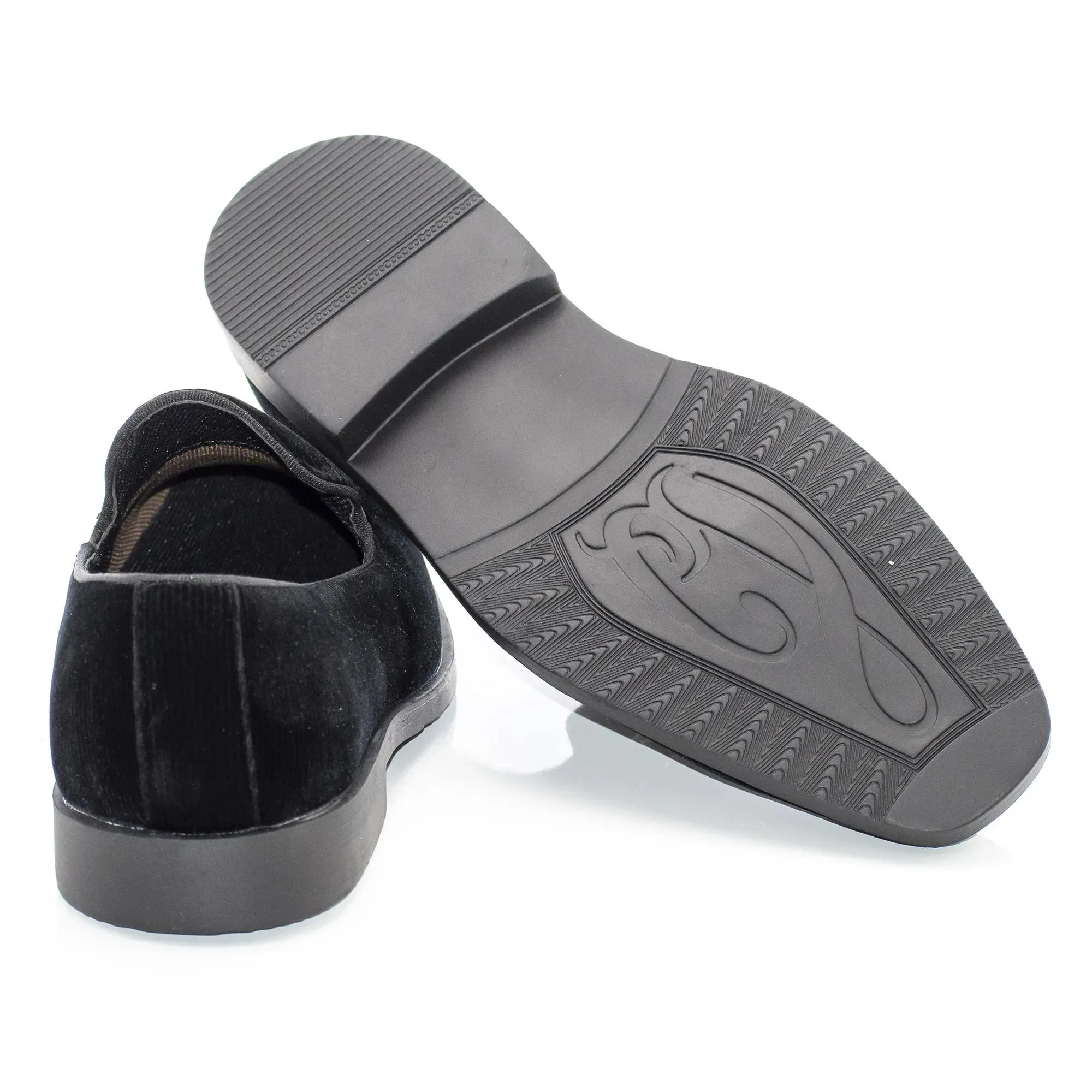 Black Velvet Slip-On Buckle Shoe