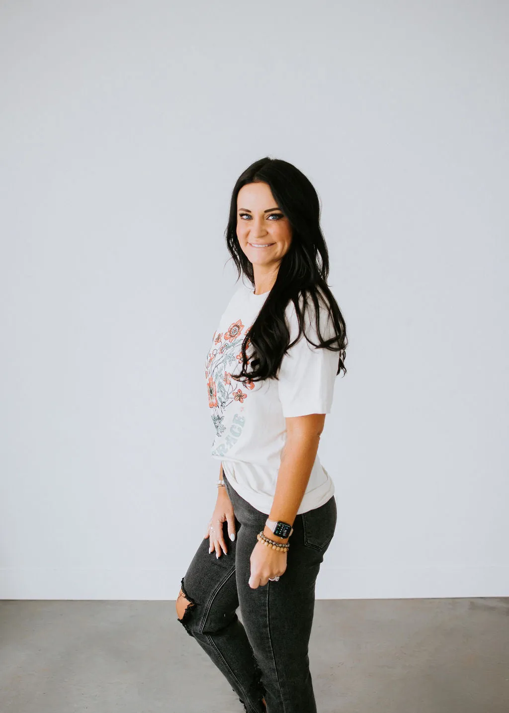 Bloom With Grace Oversized Graphic Tee