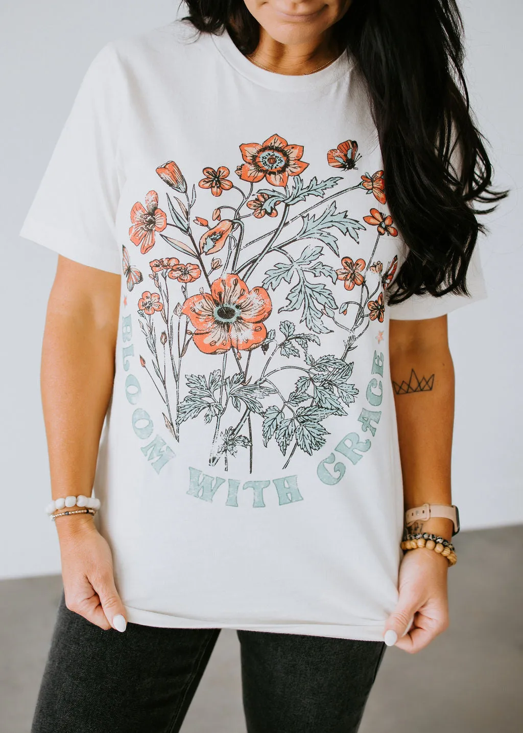 Bloom With Grace Oversized Graphic Tee