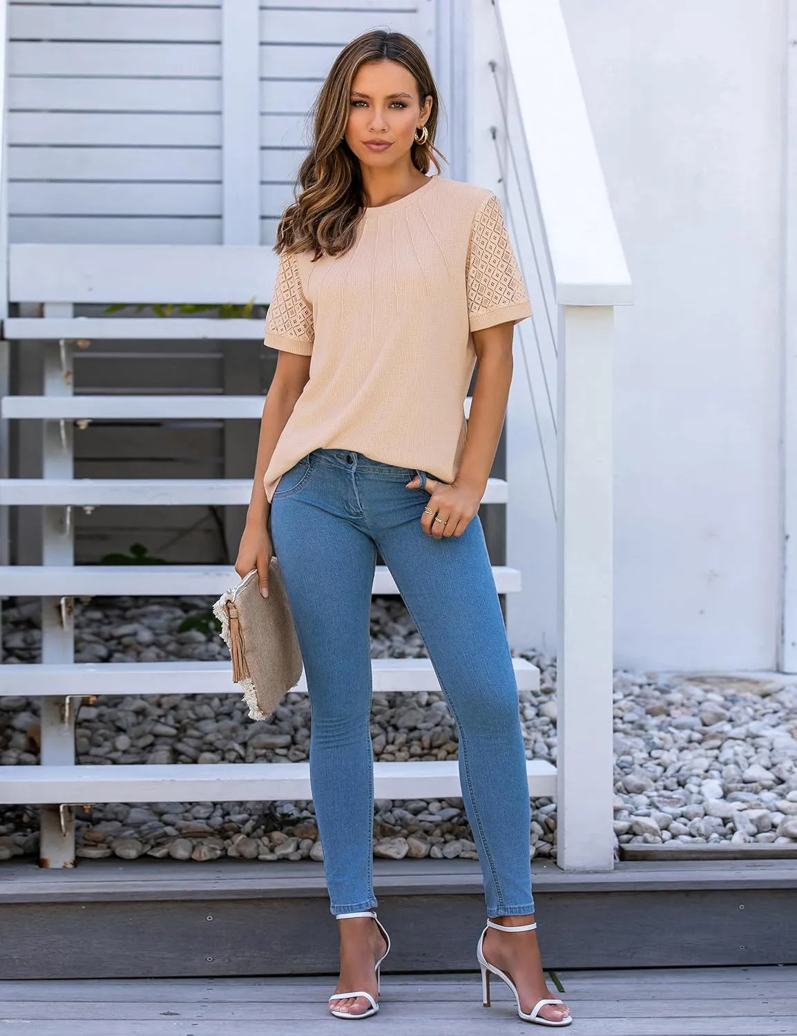 Blooming Jelly Women's Dressy Casual Blouses Business Work Tops Short Sleeve Waffle Knit Shirts 2025 Summer Outfits